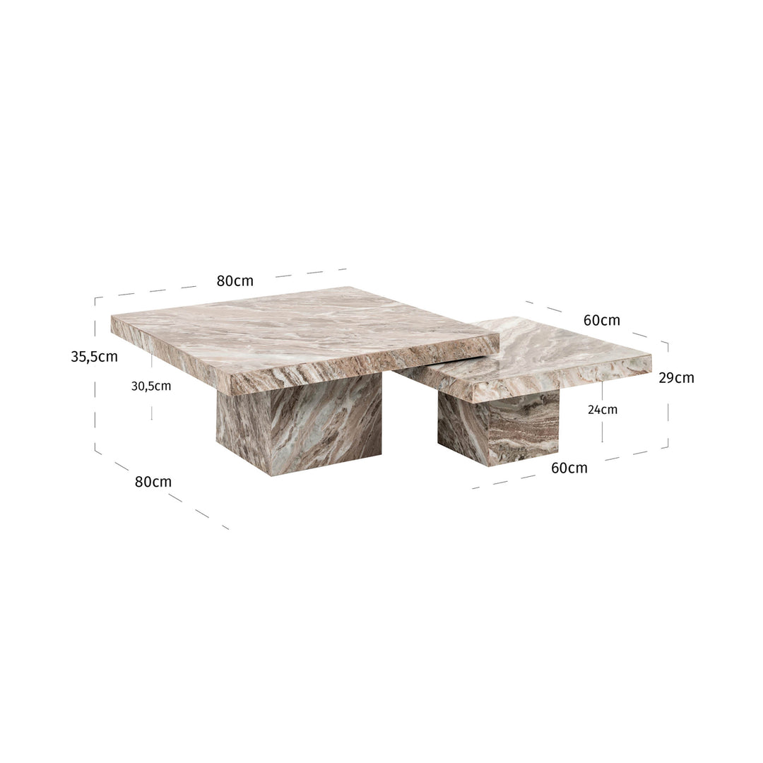 Richmond Salontafel Rashford Blush Beige (Set van 2)