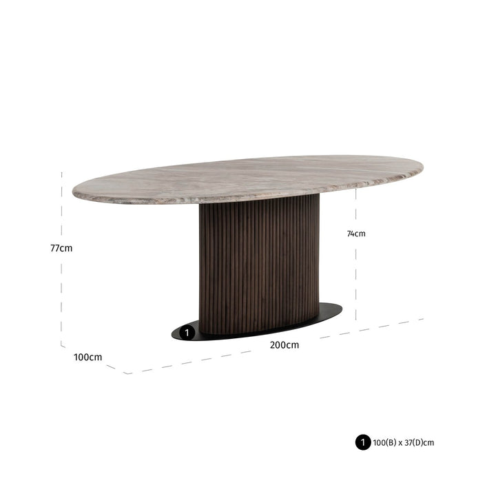 Esstisch Rasford, oval, rosabeige, 200