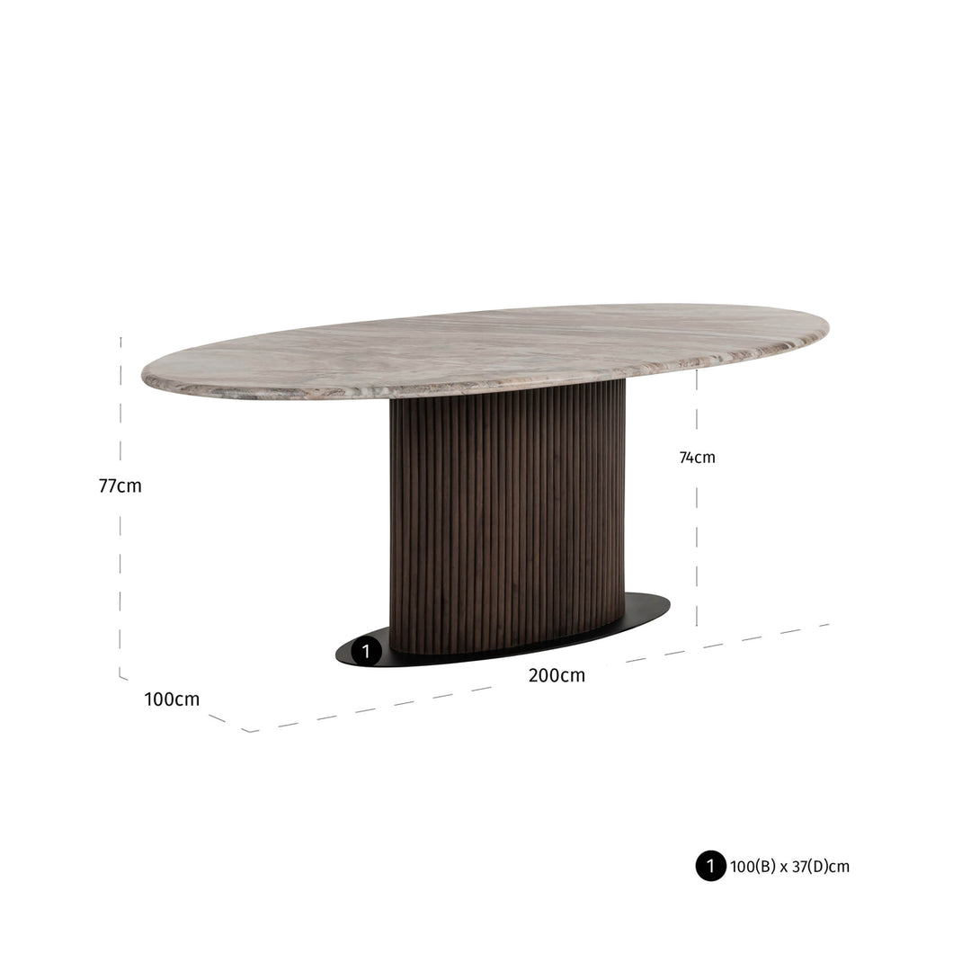 Richmond Eettafel Rashford Blush Beige Ovaal 200cm