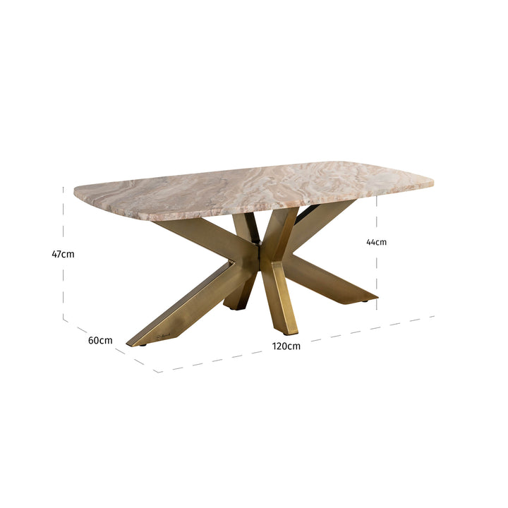 Richmond Salontafel Bottega, Blush Beige - maattekening | CéJor Wonen