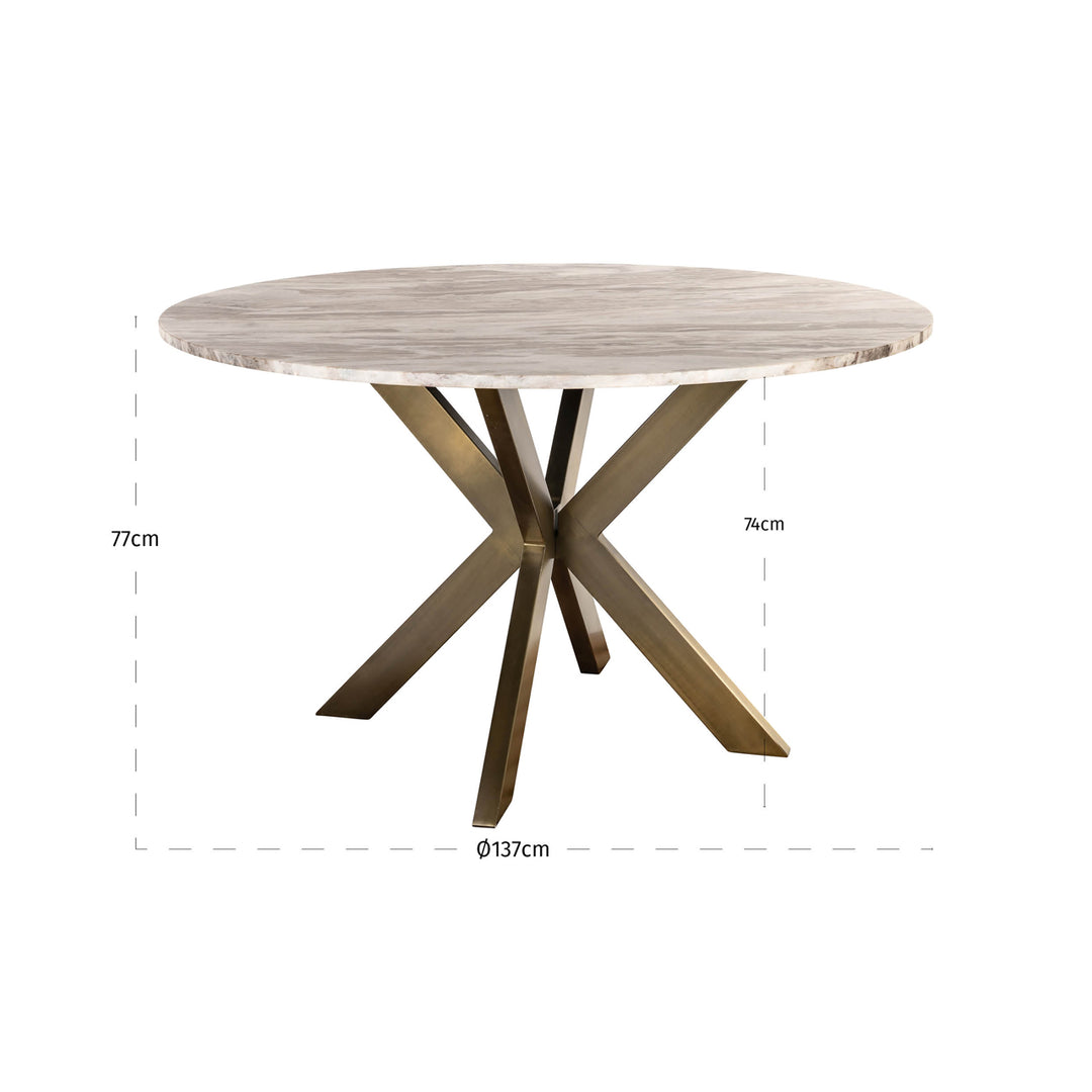 Richmond Eettafel Bottega Ø 140 cm, Blush Beige - maattekening | CéJor Wonen