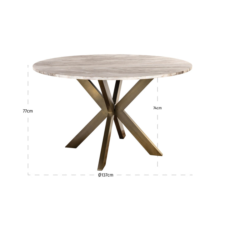 Richmond Eettafel Bottega Ø 140 cm, Blush Beige - maattekening | CéJor Wonen