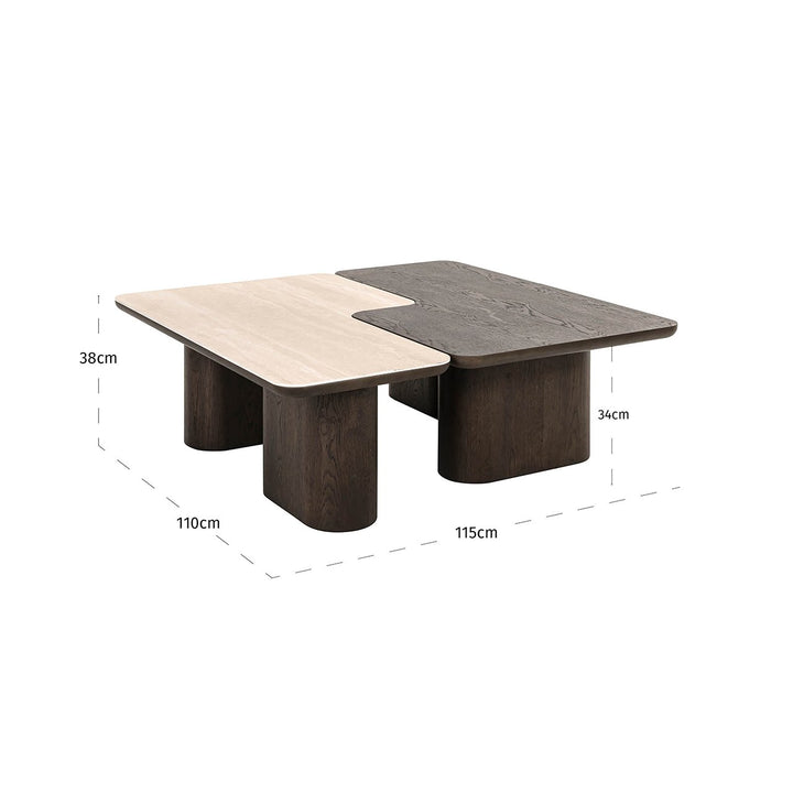Richmond Interiors Salontafel Nando - Bruin (Set van 2)