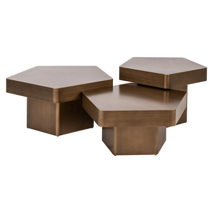 Richmond Salontafel Hexa Brushed Gold (Set van 3)