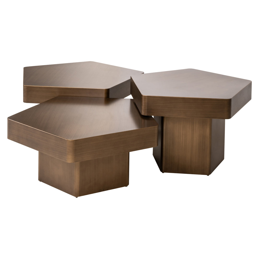 Richmond Salontafel Hexa Brushed Gold (Set van 3)