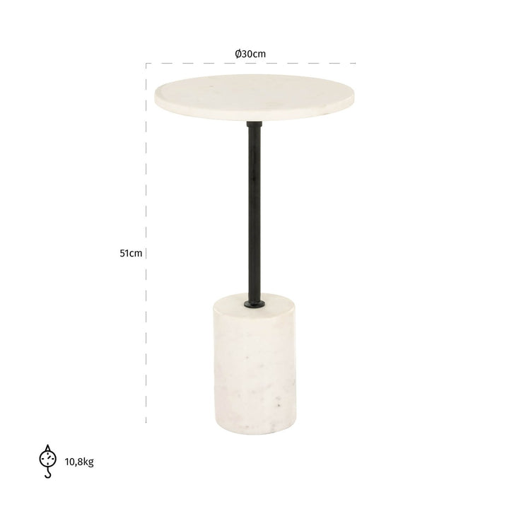 Bijzettafel Misty black/white 30Ø