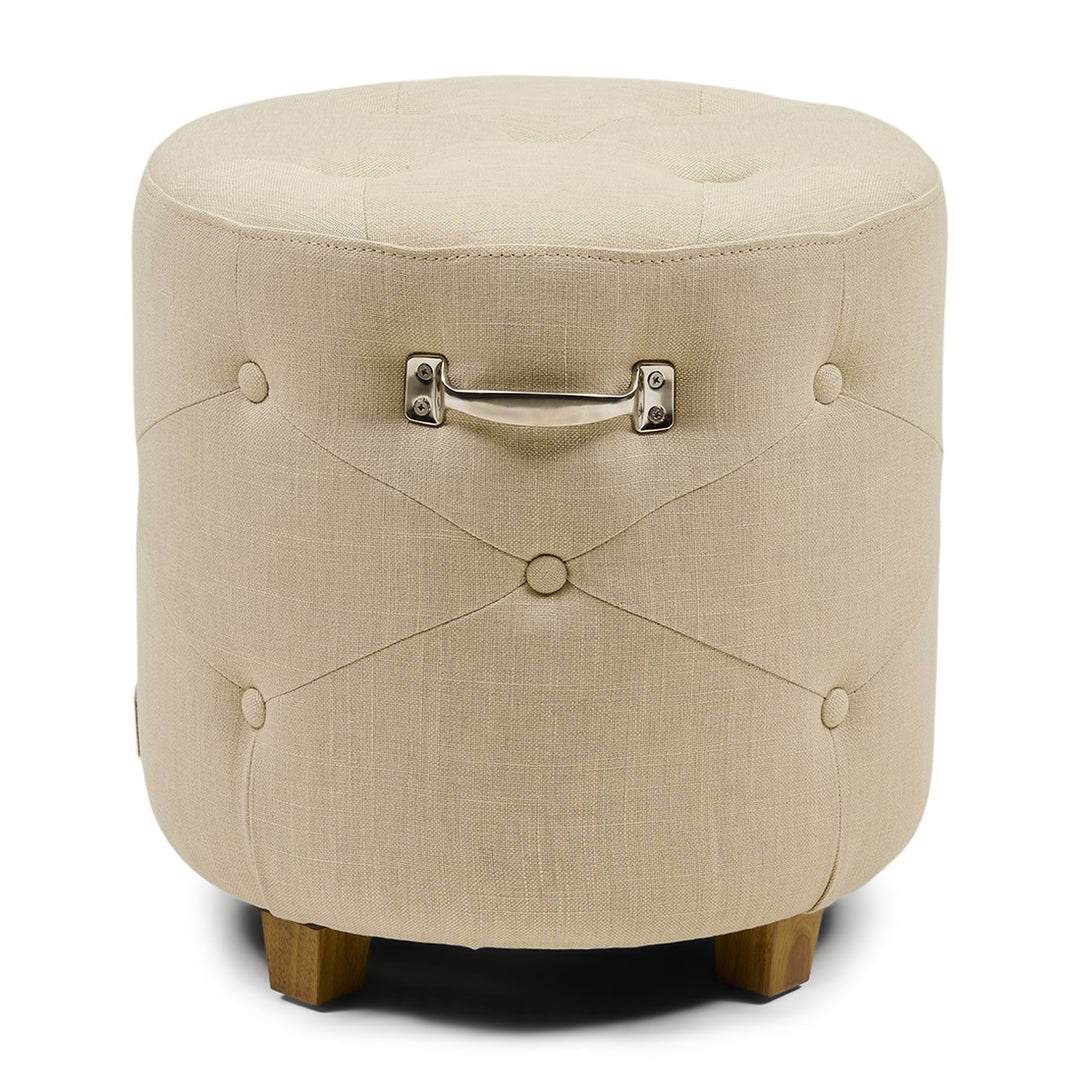 Bowery Footstool; Linen Flax
