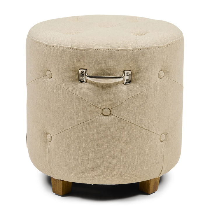 Bowery Footstool; Linen Flax