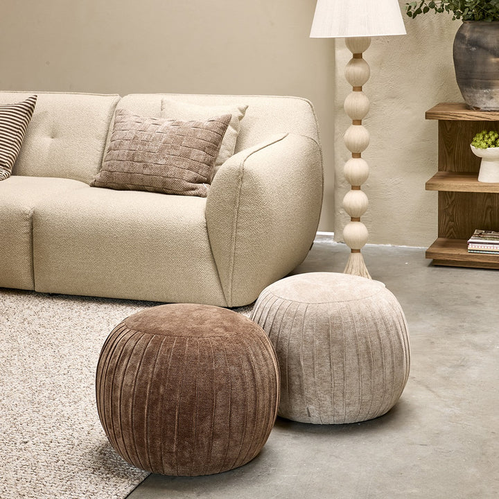 Paris Footstool, Vintage Jaquard Grime Brown