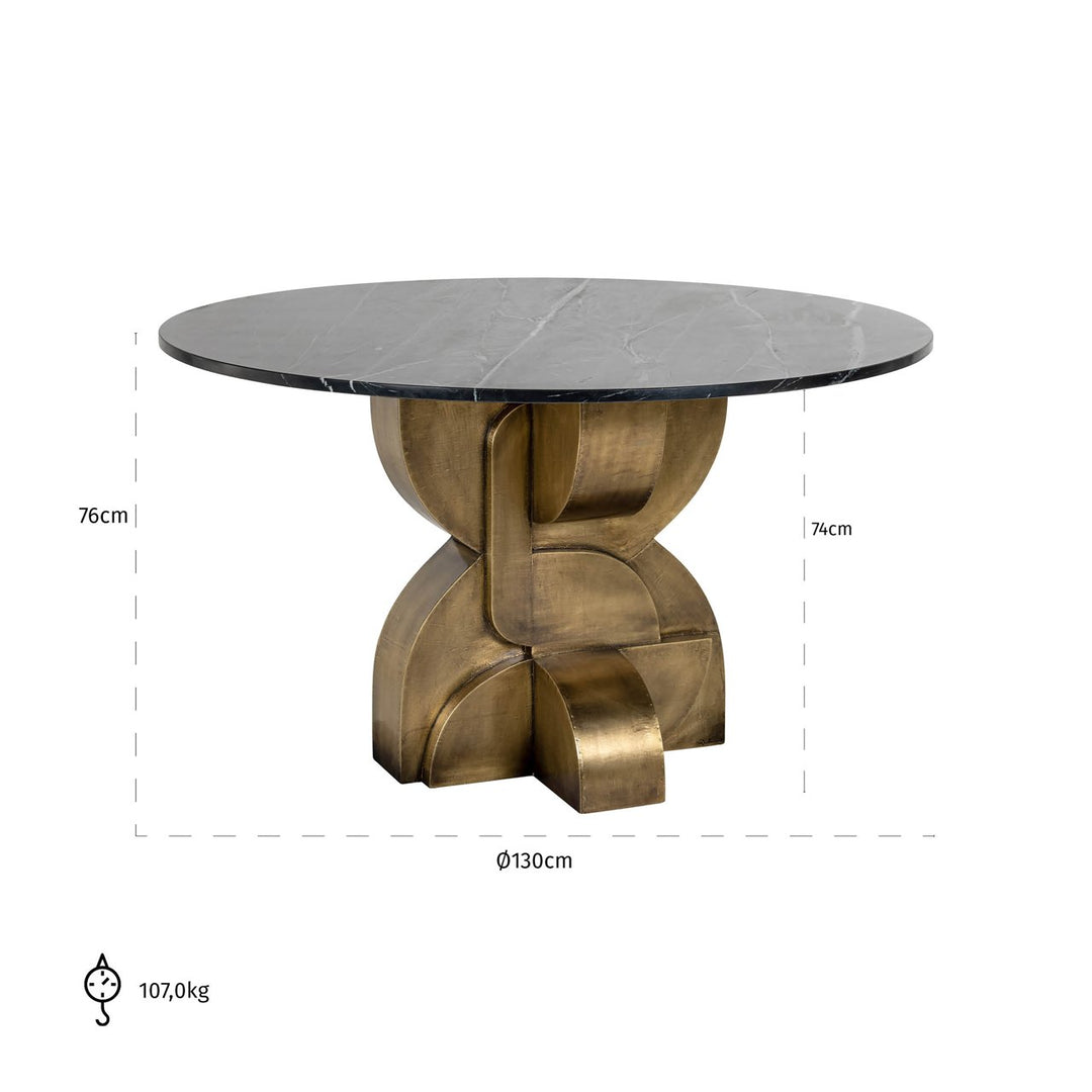 Eettafel Maddox black/gold 130Ø