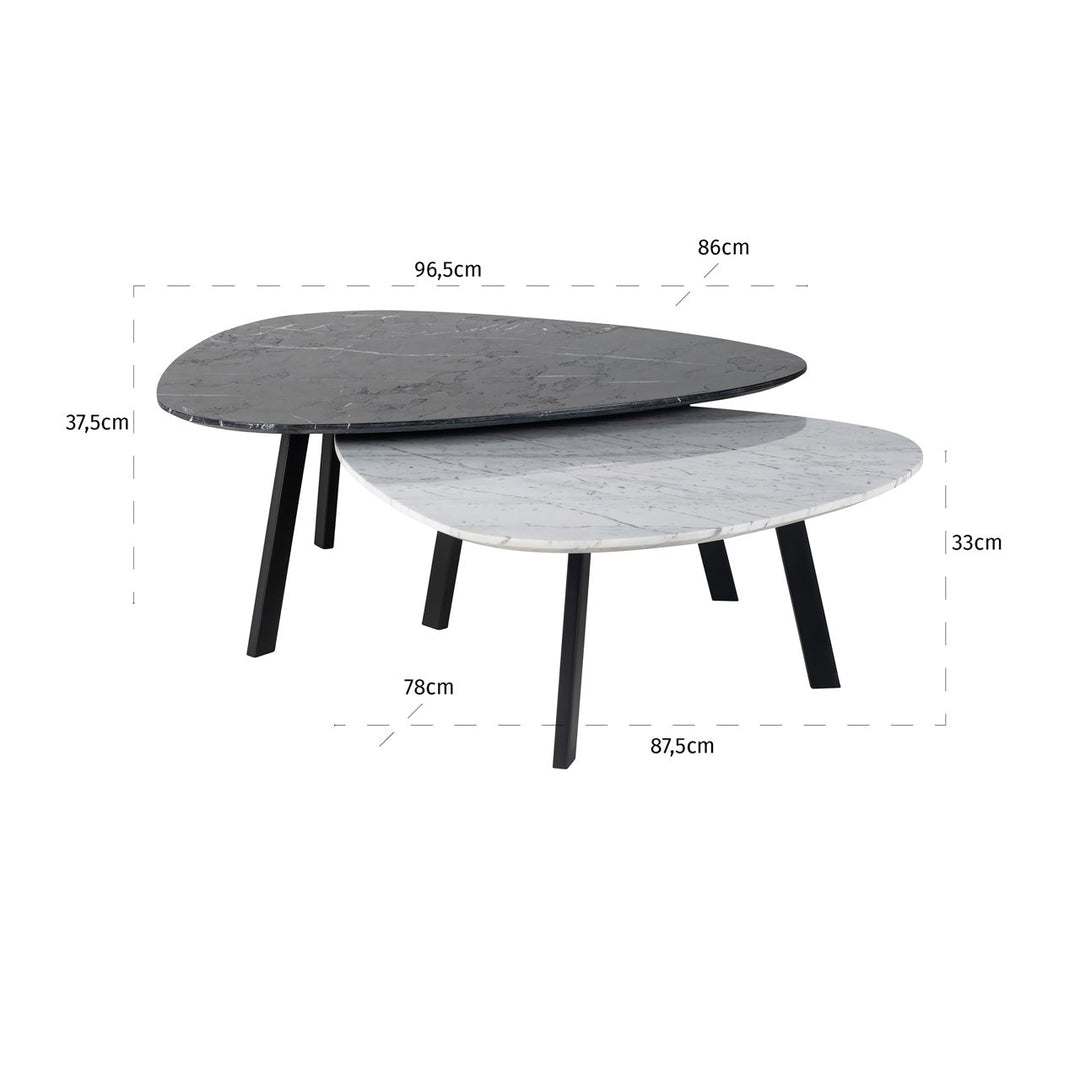 Salontafel Trocadero black/white (Set of 2)