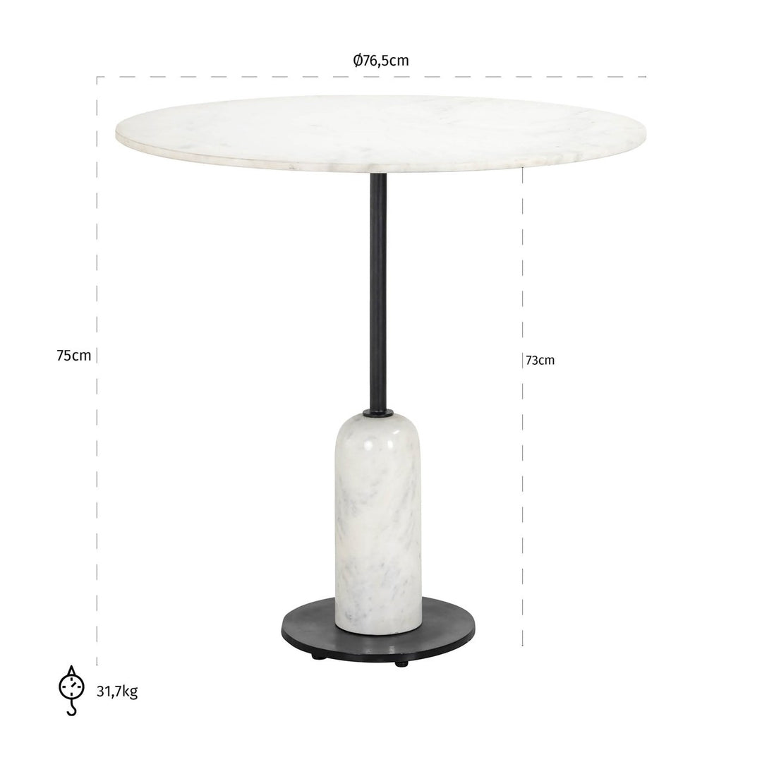 Dining table Jagger black/white 76.5Ø