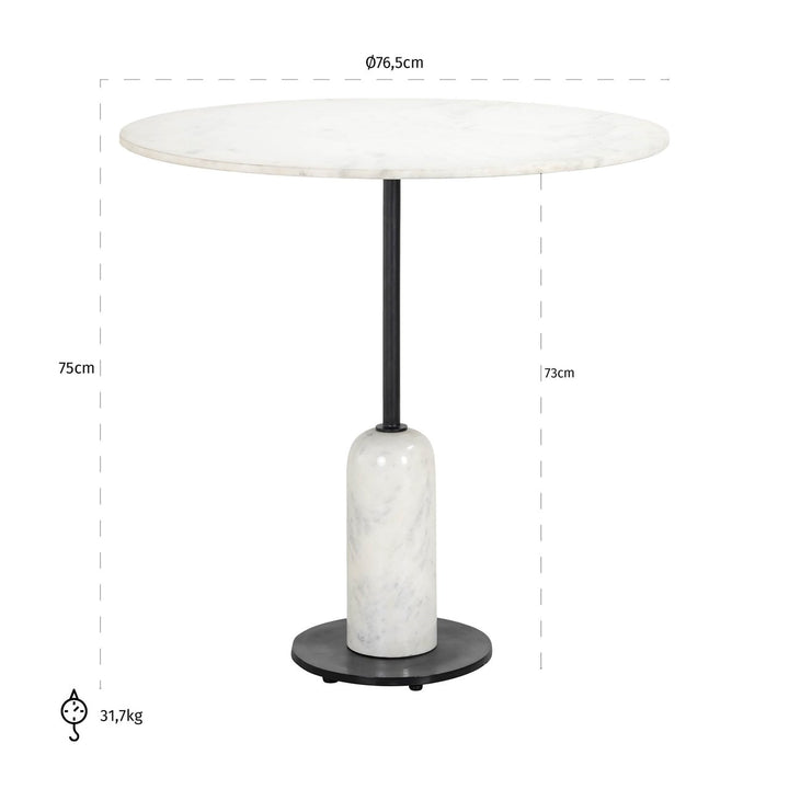 Dining table Jagger black/white 76.5Ø