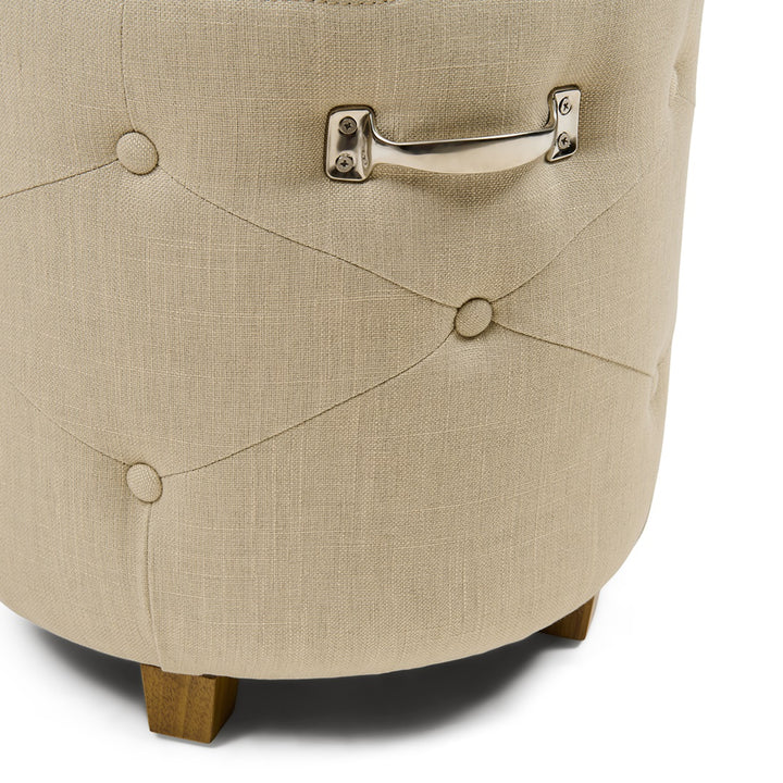 Bowery Footstool; Linen Flax