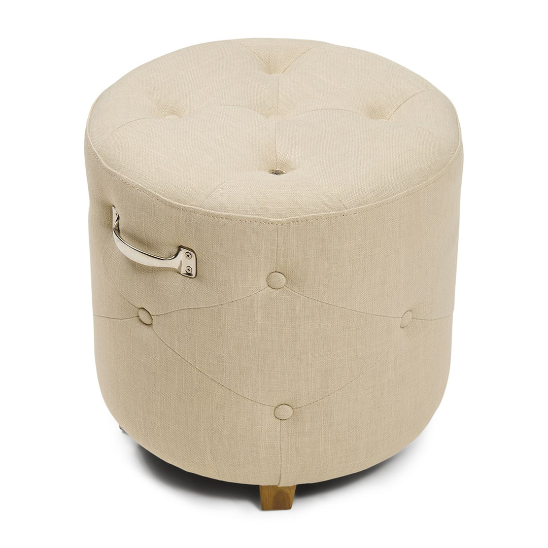 Bowery Footstool; Linen Flax
