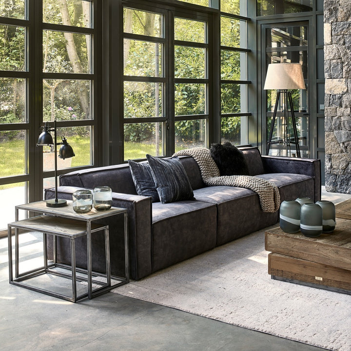 Rivièra Maison The Jagger Corner Right Samt Grimaldi Grau