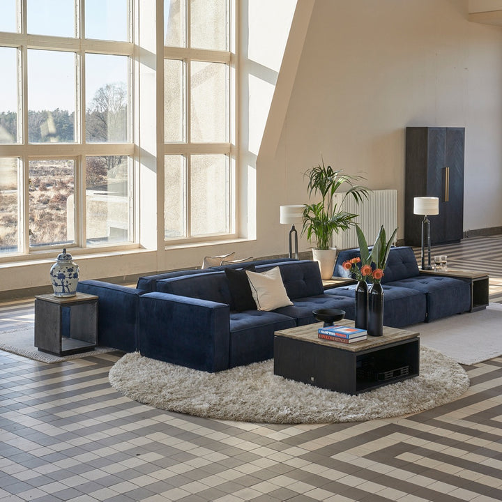 Rivièra Maison Brandon Eckarm links, Samt, Immobilienblau