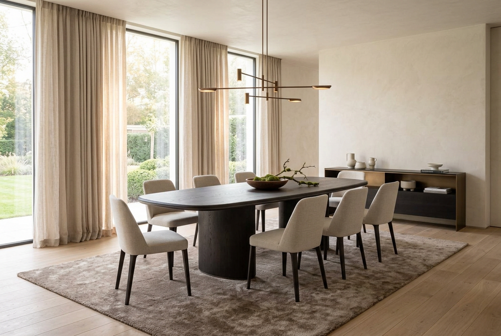 Eettafel Giuli in zwart geolied eiken – vrijstaand productbeeld