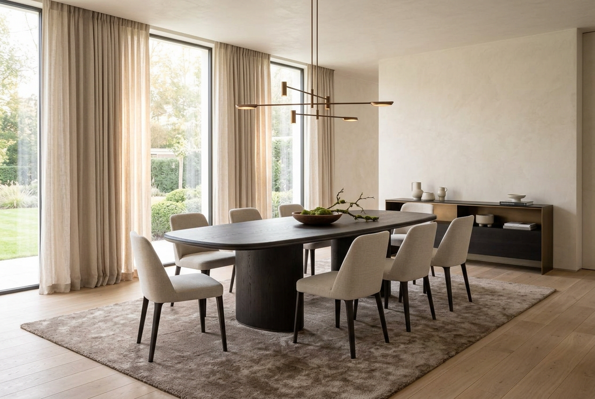 Eettafel Giuli in zwart geolied eiken – vrijstaand productbeeld