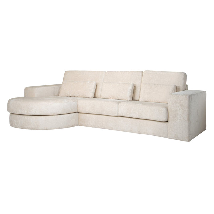 Sofa Felix white chenille 2.5-seater + lounge round left