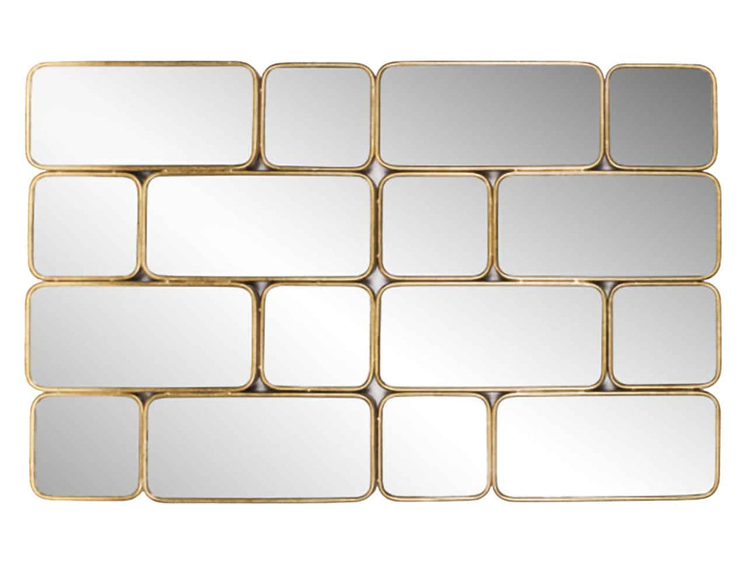 Spiegel Berken met 16 spiegels Goud