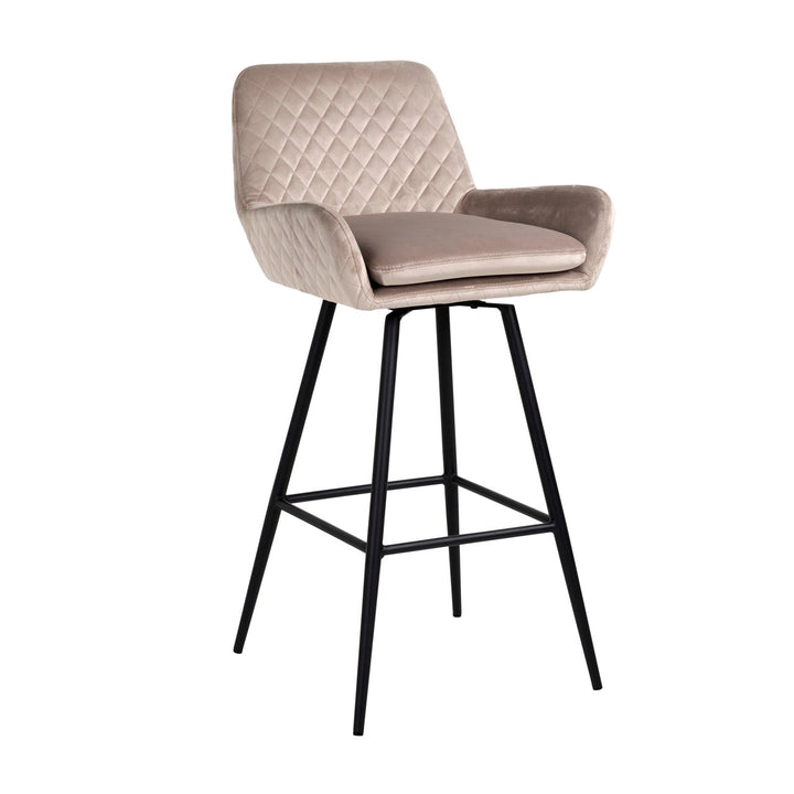 Bar chair Linsey khaki velvet swivel (Set of 2)
