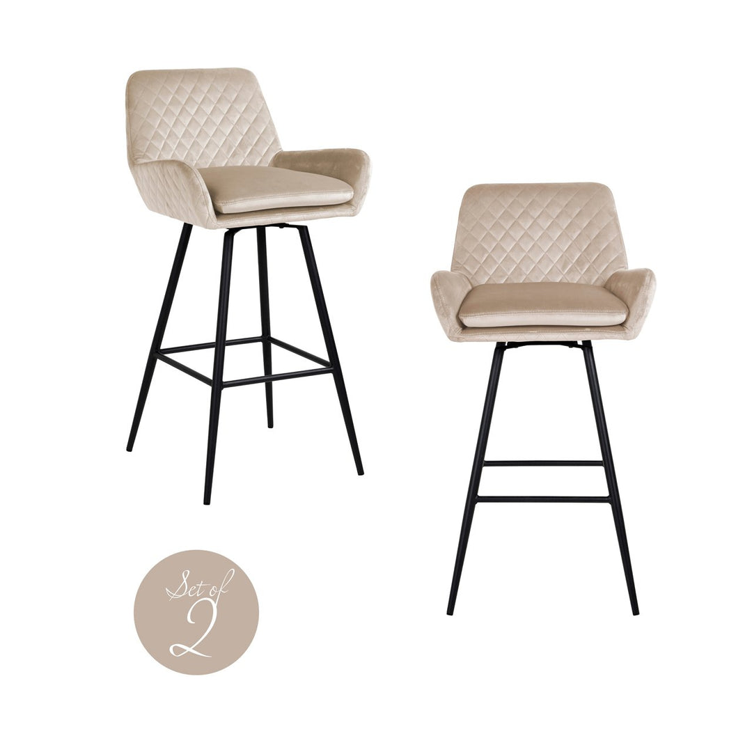 Bar chair Linsey khaki velvet swivel (Set of 2)