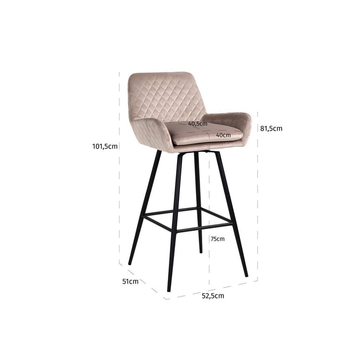 Bar chair Linsey khaki velvet swivel (Set of 2)