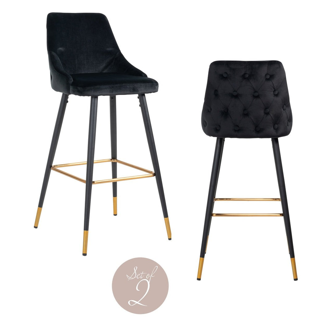 Bar chair Imani black velvet (Set of 2)