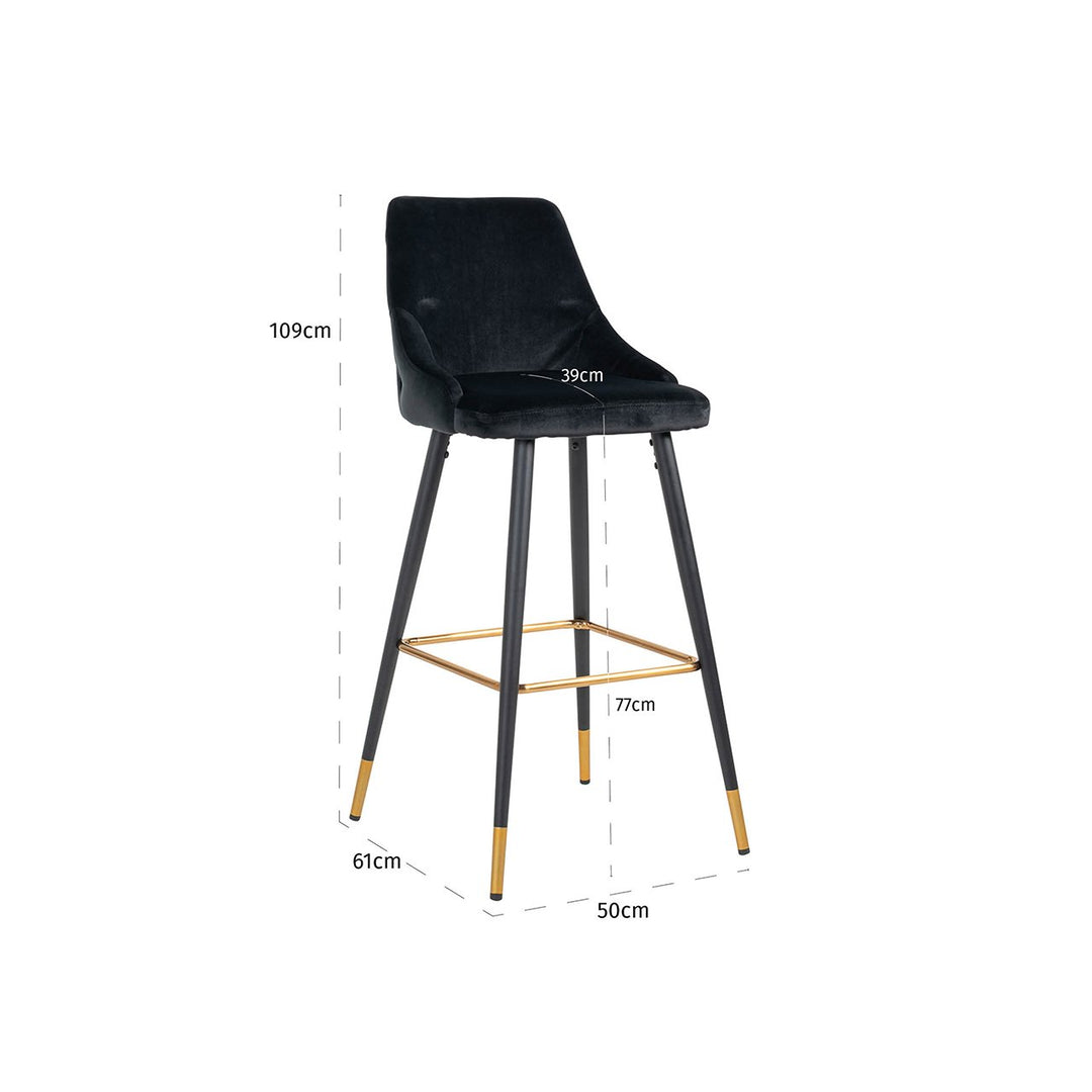 Bar chair Imani black velvet (Set of 2)