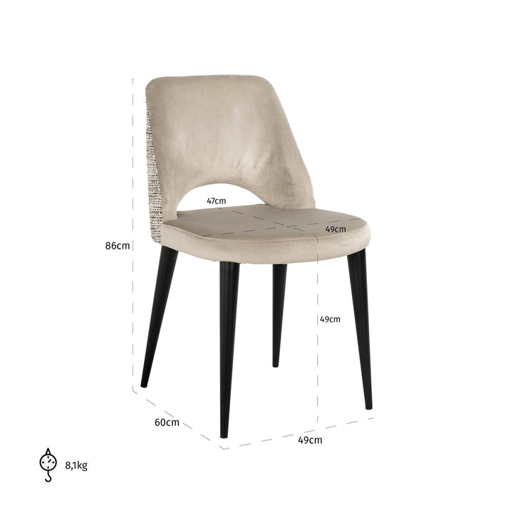 Esszimmerstuhl Tabitha, trendig, Natur, schwer entflammbar (2er-Set)