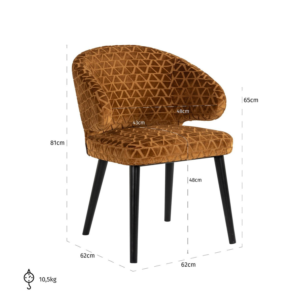 Dining room chair Indigo old gold triangle