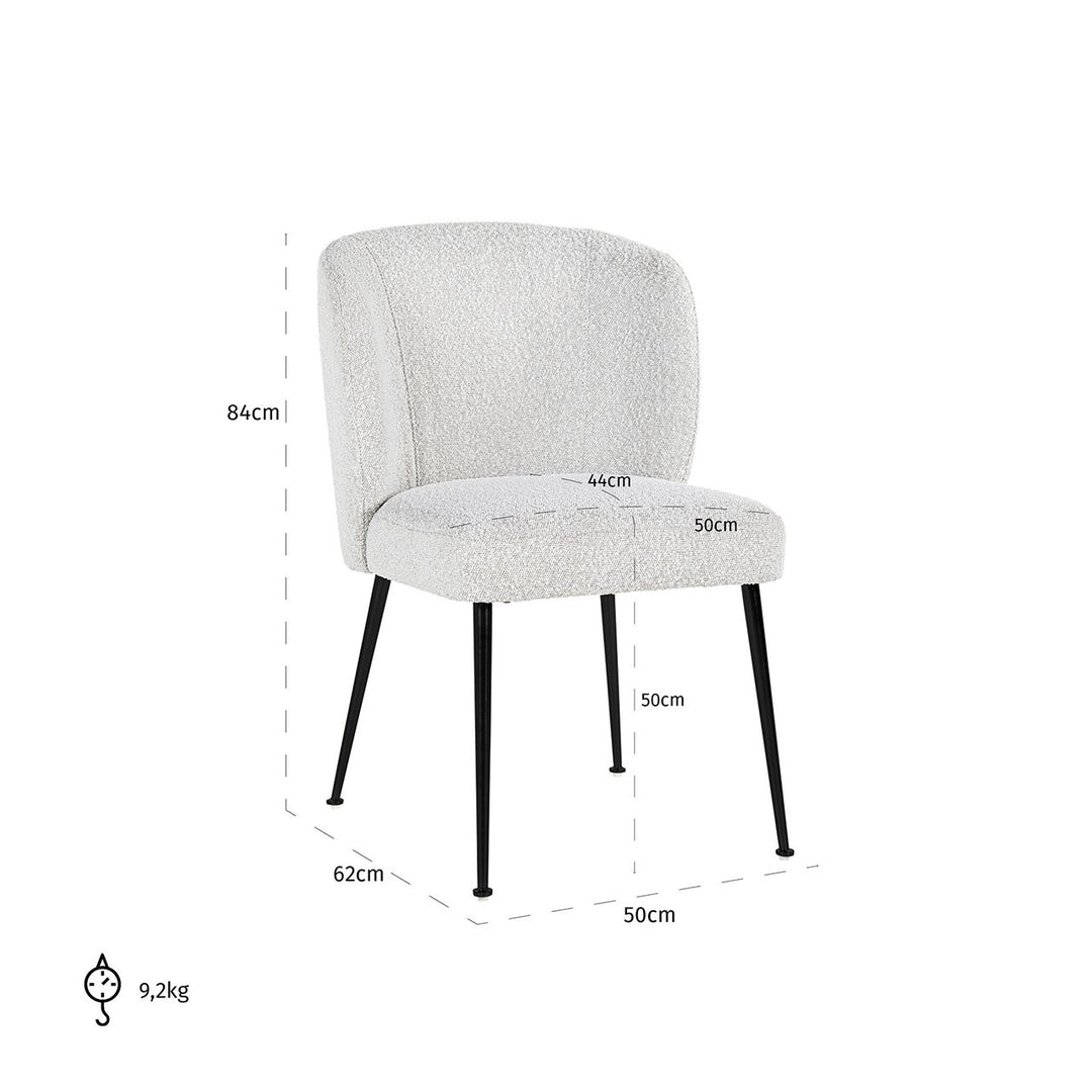 Dining room chair Fallon white bouclé