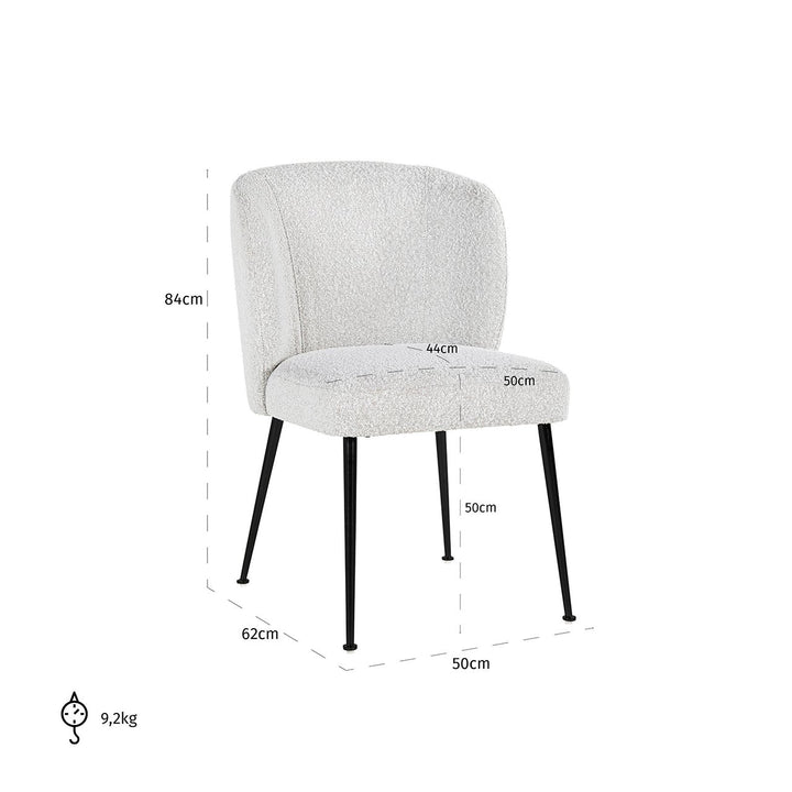 Dining room chair Fallon white bouclé