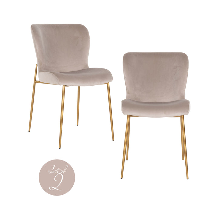 Richmond Eetkamerstoel Odessa - set van 2, Khaki Velvet - setweergave | CéJor Wonen
