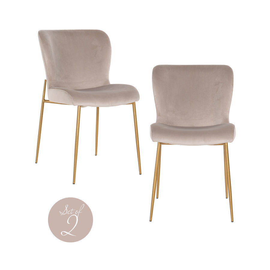 Richmond Eetkamerstoel Odessa - set van 2, Khaki Velvet - setweergave | CéJor Wonen