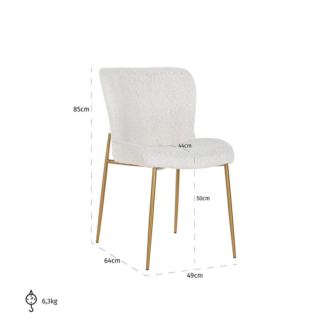 Dining room chair Odessa white bouclé (Set of 2)