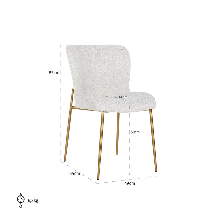 Dining room chair Odessa white bouclé (Set of 2)