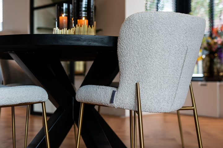 Dining room chair Odessa white bouclé (Set of 2)