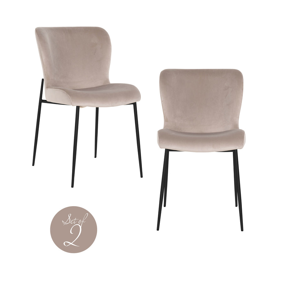 Richmond Eetkamerstoel Darby - set van 2, Khaki Velvet - setweergave | CéJor Wonen