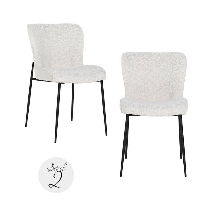 Dining room chair Darby white bouclé (Set of 2)