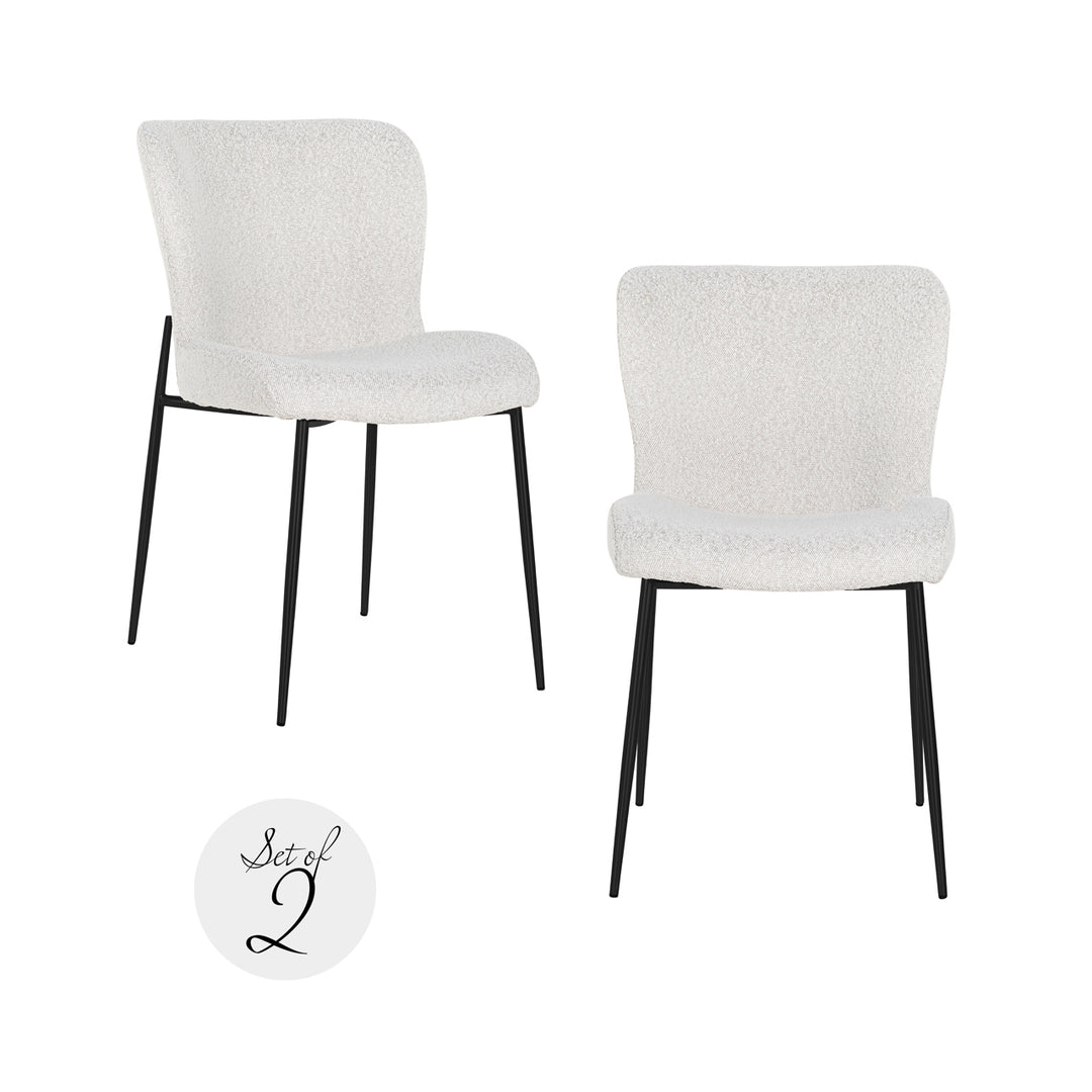 Dining room chair Darby white bouclé (Set of 2)