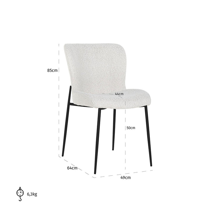 Dining room chair Darby white bouclé (Set of 2)