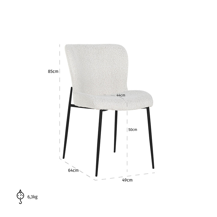 Dining room chair Darby white bouclé (Set of 2)