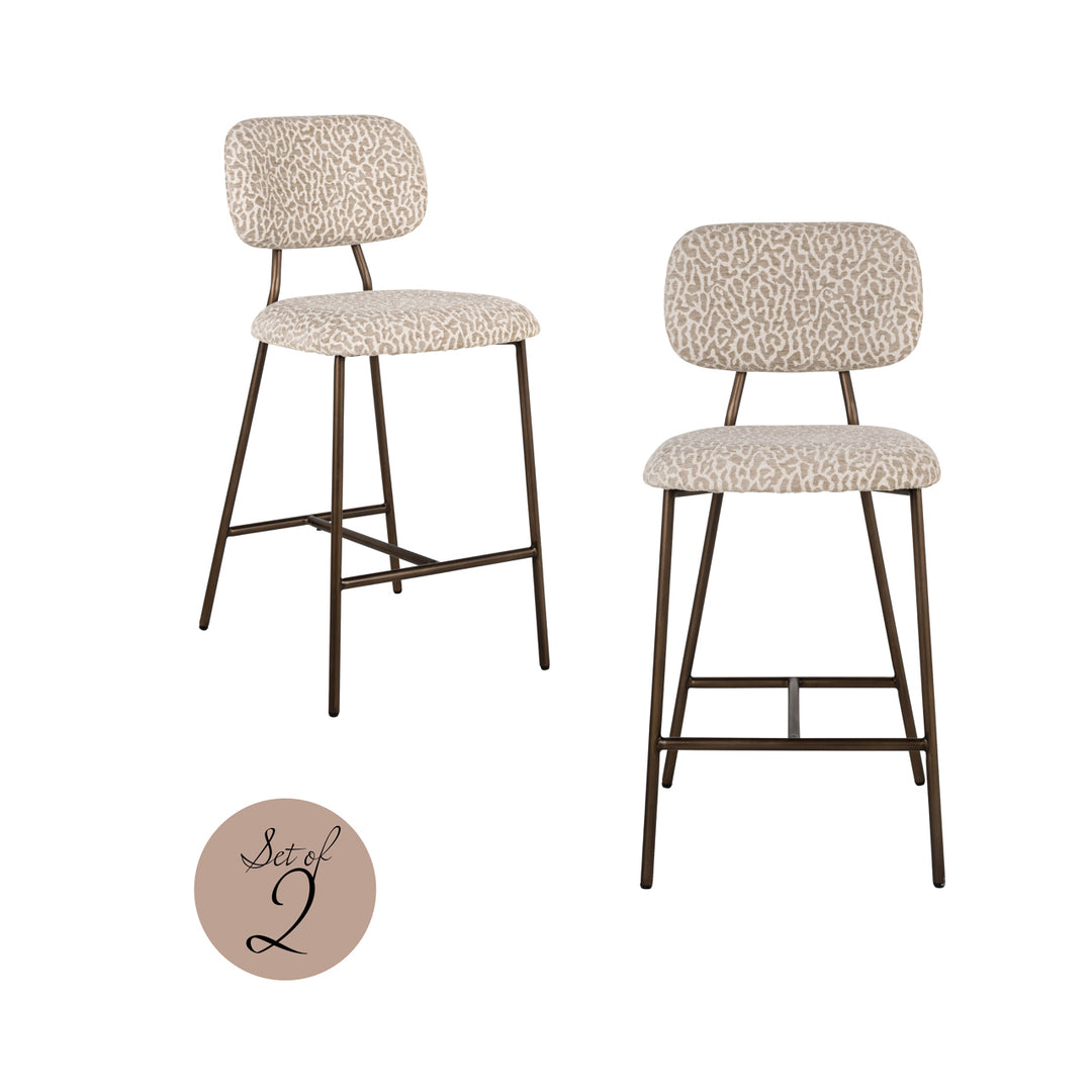 Richmond Counterstoel Xenia Beige Leopard - set van 2 - setweergave | CéJor Wonen