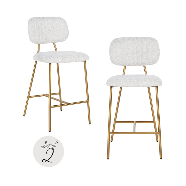 Counter chair Xenia white bouclé (Set of 2)
