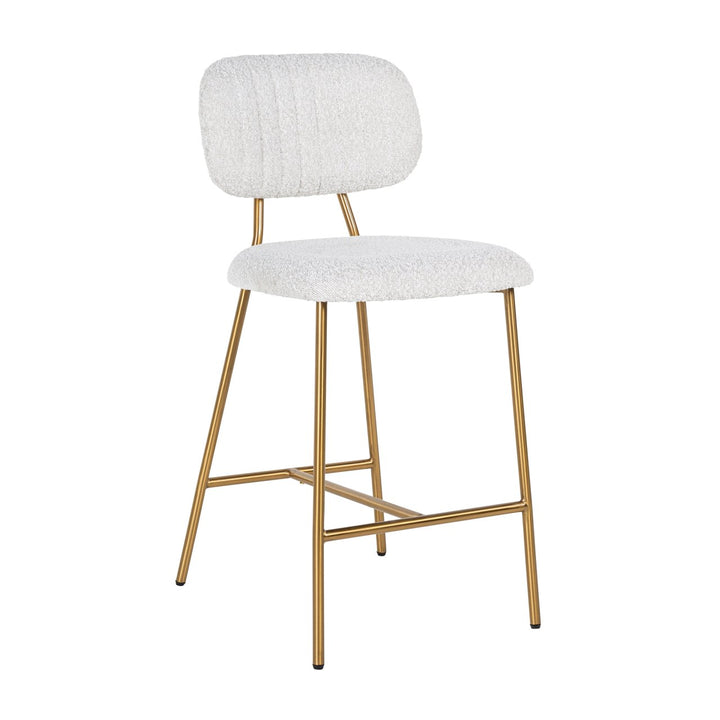 Counter chair Xenia white bouclé (Set of 2)