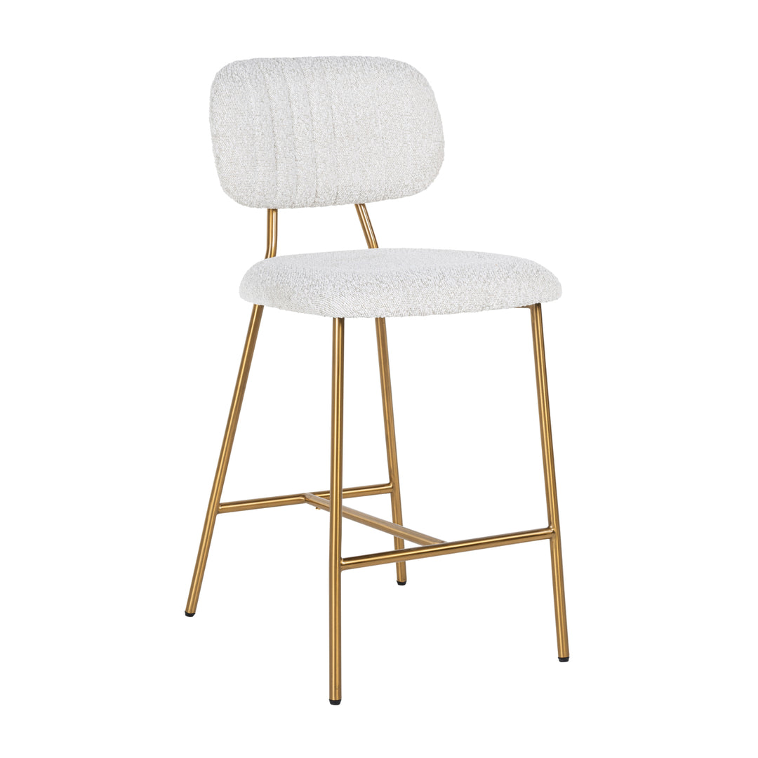 Counter chair Xenia white bouclé (Set of 2)