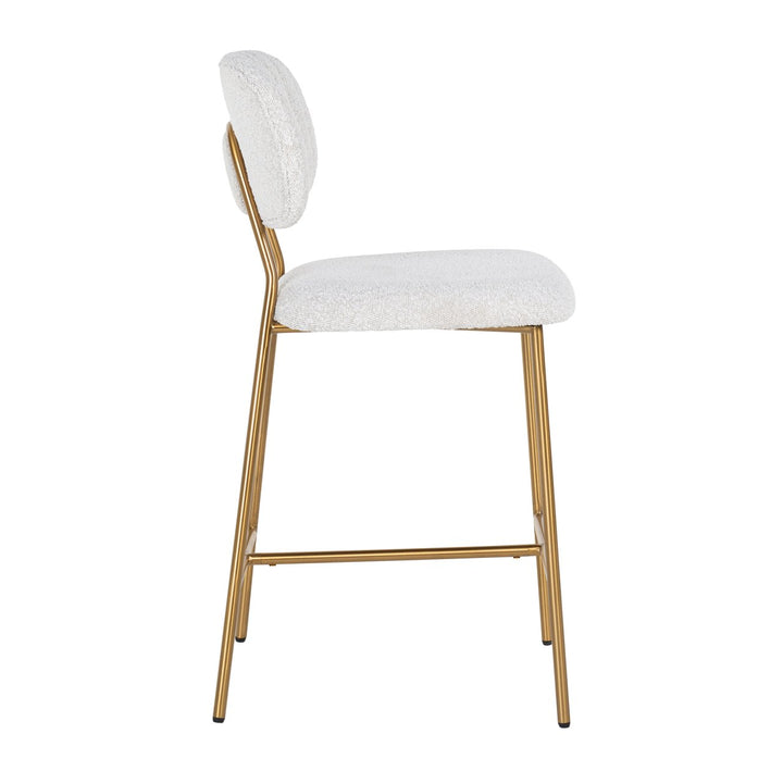 Counter chair Xenia white bouclé (Set of 2)