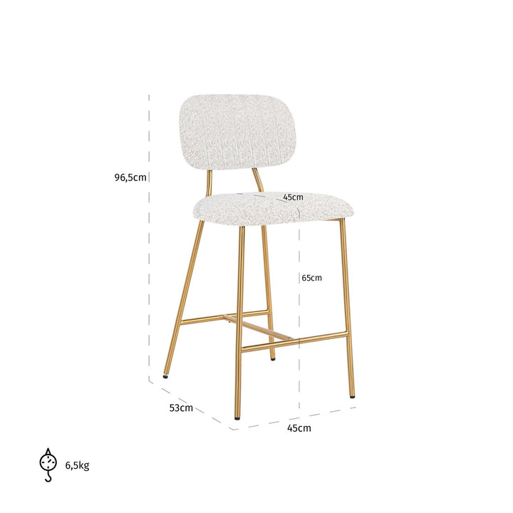 Counter chair Xenia white bouclé (Set of 2)